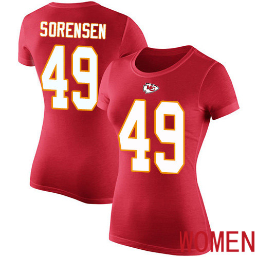 Women Kansas City Chiefs #49 Sorensen Daniel Red Rush Pride Name and Number NFL T Shirt->youth nfl jersey->Youth Jersey